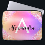 Purple Pink Glitter and Sparkle Monogram Laptop Sleeve<br><div class="desc">Purple and Pink Faux Glitter and Sparkle Ombre Pastel Metallic Foil Elegant Monogram Case. This case can be customised to include your initial and first name.</div>