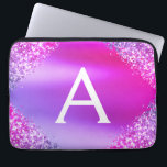 Purple Pink Glitter and Sparkle Monogram Laptop Sleeve<br><div class="desc">Purple and Pink Faux Glitter and Sparkle Metallic Foil Elegant Monogram Case. This case can be customised to include your initial and first name.</div>
