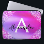 Purple Pink Glitter and Sparkle Monogram Laptop Sleeve<br><div class="desc">Purple and Pink Faux Glitter and Sparkle Metallic Foil Elegant Monogram Case. This case can be customized to include your initial and first name.</div>