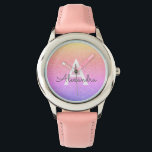 Purple Pink Glitter and Sparkle Monogram Luxury Watch<br><div class="desc">Purple and Pink Pastel Faux Glitter and Sparkle Elegant Monogram Watch. This Watch can be customised to include your initial and first name. The Glitter Watch makes a great Bridal Shower,  Birthday Party or Bachelorette Party gift for that special person who loves pink.</div>