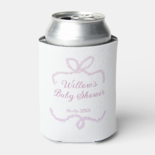 purple pink glitter bow baby shower name date eleg can cooler