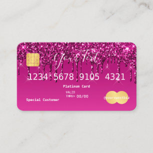 Purple Pink Glitter Credit Business Card