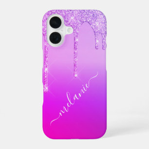 Purple Pink Glitter iPhone Case with Custom Name