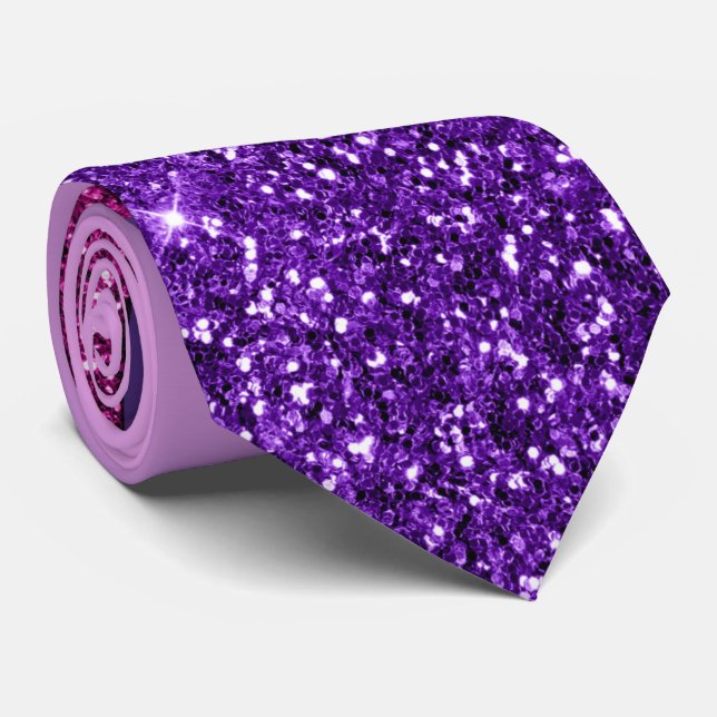 Purple & Pink Glitter Necktie (Rolled)