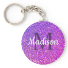 Purple Pink Glitter Ombre Chic Monogram Name