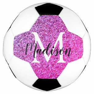 Purple Pink Glitter Ombre Monogram Personalised  Football