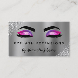 Purple Pink Glitter Sparkle Eyelash Extensions Business Card