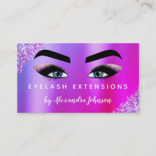 Purple Pink Glitter Sparkle Eyelash Extensions Business Card