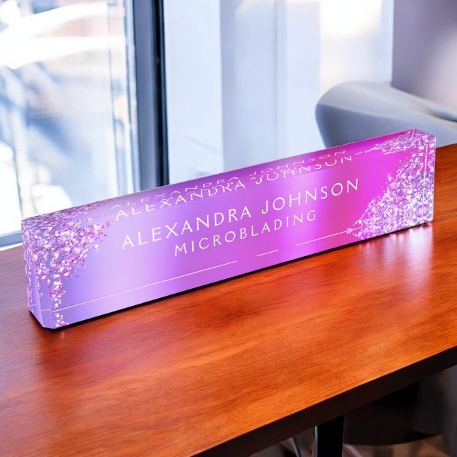 Purple Pink Glitter Sparkle Microblading Brows Nameplate (Creator Uploaded)