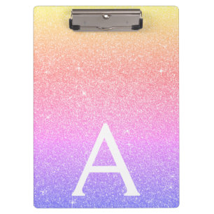Purple Pink Glitter & Sparkle Monogram School Clipboard