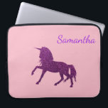 Purple Pink Glitter Sparkle Unicorn Girl's Laptop Sleeve<br><div class="desc">This design may be personalized in the area provided by changing the photo and/or text. Or it can be customized by clicking Personalize this Template and then choosing the click to customize further option and delete or change the color of the background, add text, change the text color or style,...</div>