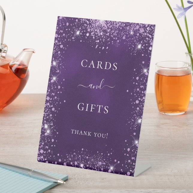 Purple pink glitter sparkles cards gifts sign (In SItu)