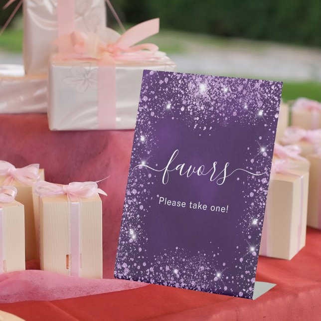 Purple pink glitter sparkles favours sign (Creator Uploaded)
