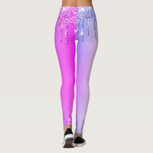 Purple Pink Glitter Sparkly Drips Leggings