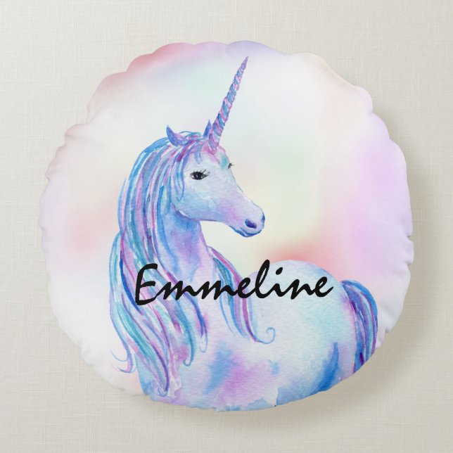 Purple Pink Glitter Unicorn   Round Cushion (Front)