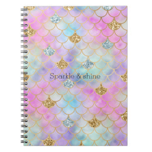 Purple Pink Gold Aqua Glitter Mermaid Sparkle      Notebook