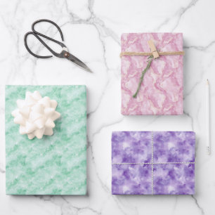 Purple, Pink & Green Abstract Trio Wrapping Paper Sheet