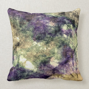 Purple pink green black colourful abstract grunge cushion