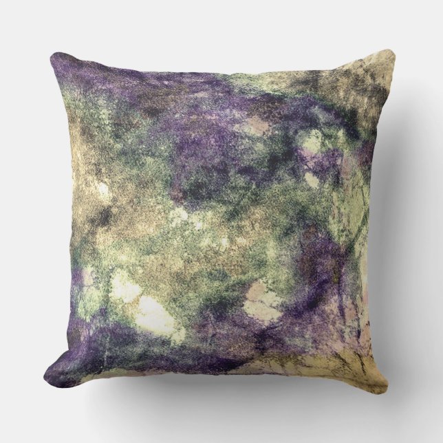 Purple pink green black colourful abstract grunge outdoor cushion (Front)