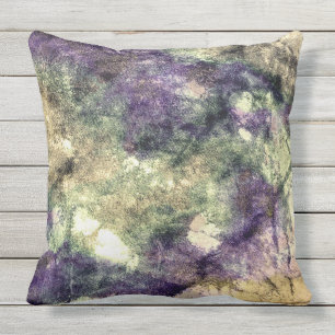 Purple pink green black colourful abstract grunge outdoor cushion