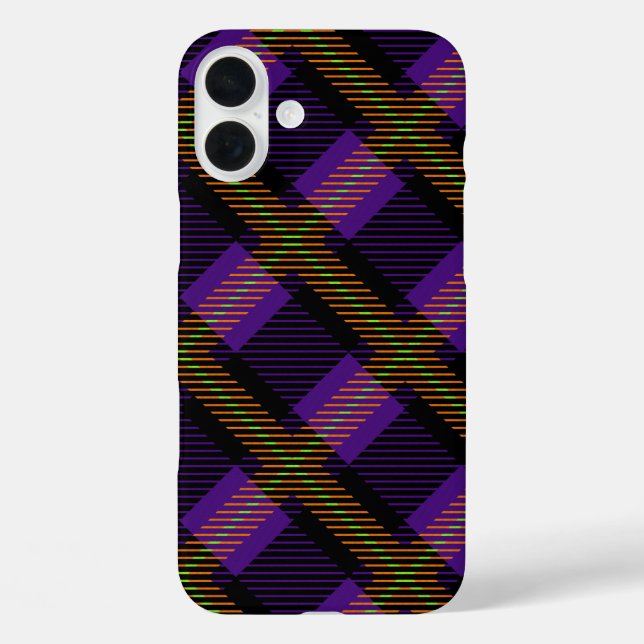 PURPLE PINK GREEN HALLOWEEN PLAID PATTERN Case-Mate iPhone CASE (Back)