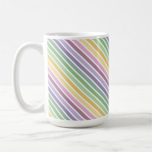 PURPLE PINK GREEN YELLOW EASTER STRIPES COFFEE MUG