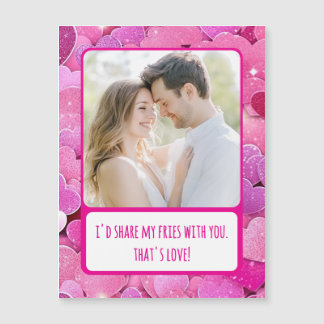 Purple Pink Heart Share My Fries Magnet Photo Card