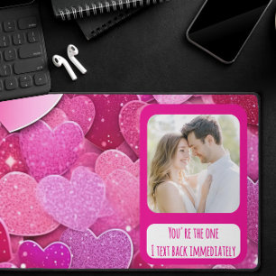 Purple Pink Hearts I Text Back Immediately Desk Mat