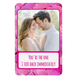 Purple Pink Hearts Text Back Flexible Magnet Photo