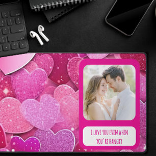Purple Pink Hearts When You're Hangry Desk Mat