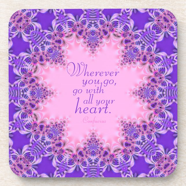 Purple Pink Inspiring Custom Quote : Set of Six Coaster (Front)