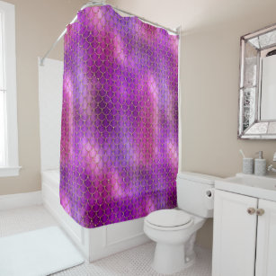 Purple Pink Iridescent Mermaid Scales Pattern Shower Curtain