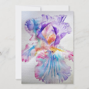 Purple Pink Iris Watercolour Birthday Invitation