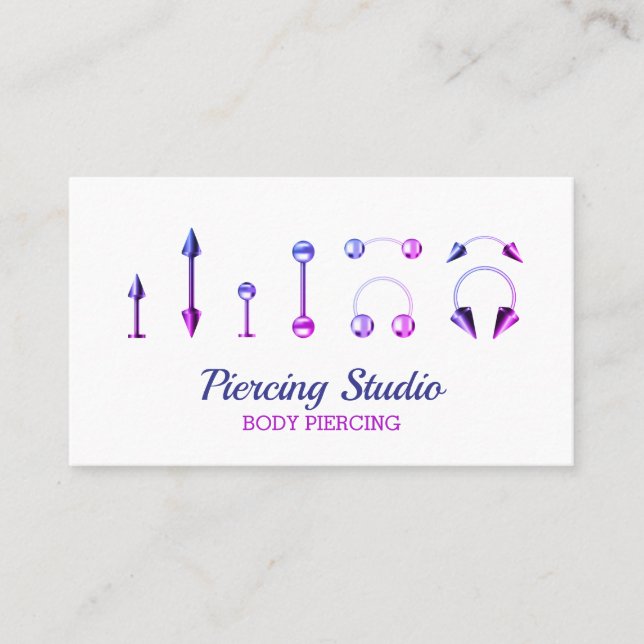 Purple Pink Jewellery Store Body Piercing Business Card (Front)