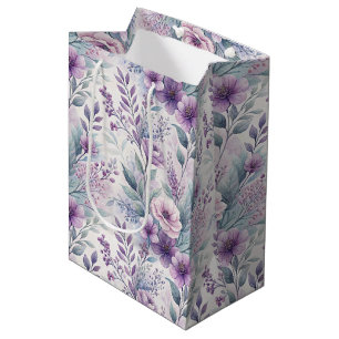 Purple, Pink, Lavender Floral  Medium Gift Bag