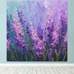 Purple Pink Lavender Flower Field Abstract Wall Canvas Print