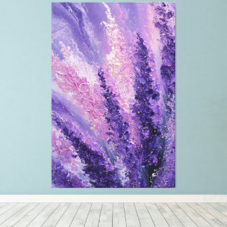 Purple Pink Lavender Gold Bloom Abstract Wall Art