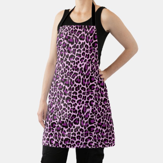 Purple Pink Leopard Print Skin Apron (Insitu)