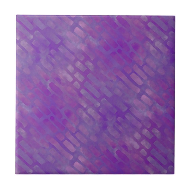 Purple pink lilac batik style stripe pattern tile (Front)