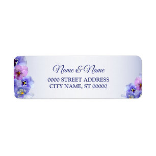 Purple Pink Lilac Floral Wedding Return Address