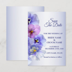 Purple Pink Lilac Pansy Floral Rustic Wedding Save The Date