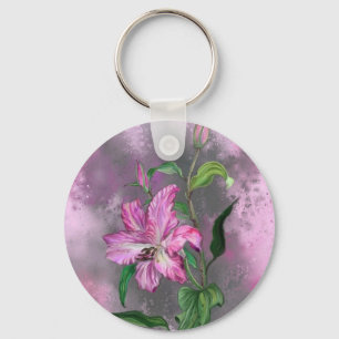 Purple Pink Lily Flowers Keychain Lilies Painting 