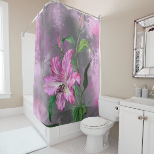 Purple Pink Lily Flowers Shower Curtain Lilies