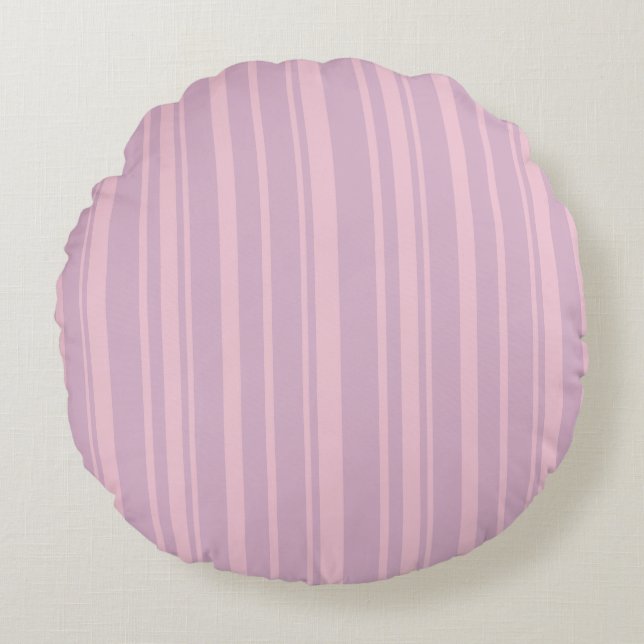 Purple & Pink Line Pattern Round Cushion (Front)