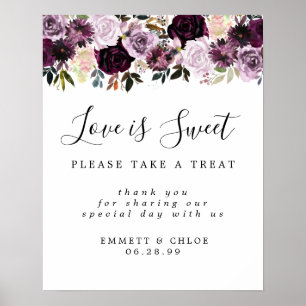 Purple Pink Love is Sweet Wedding Dessert Bar Sign