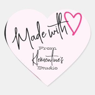 Purple Pink Made with Love Handmade From Studio  Heart Sticker