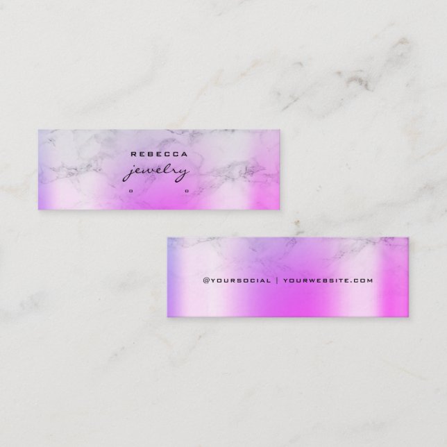 Purple Pink Marble Script Earring display card (Front/Back)