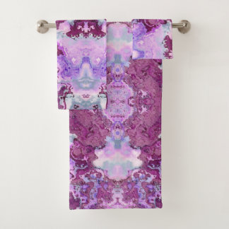 Purple & Pink Marble Stone Texture Bath Towel Set