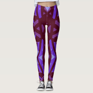 Purple Pink Maroon Dark Abstract Geometric Pattern Leggings