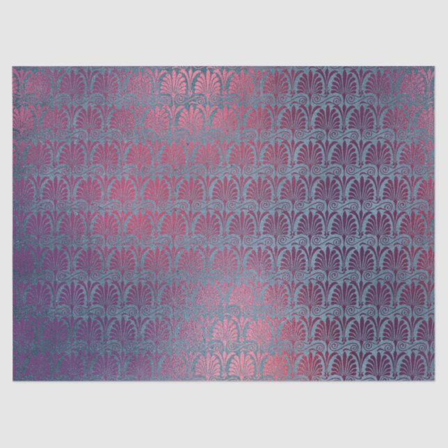 Purple Pink Metallic Art Deco Fans Decoupage Tissue Paper (Front)